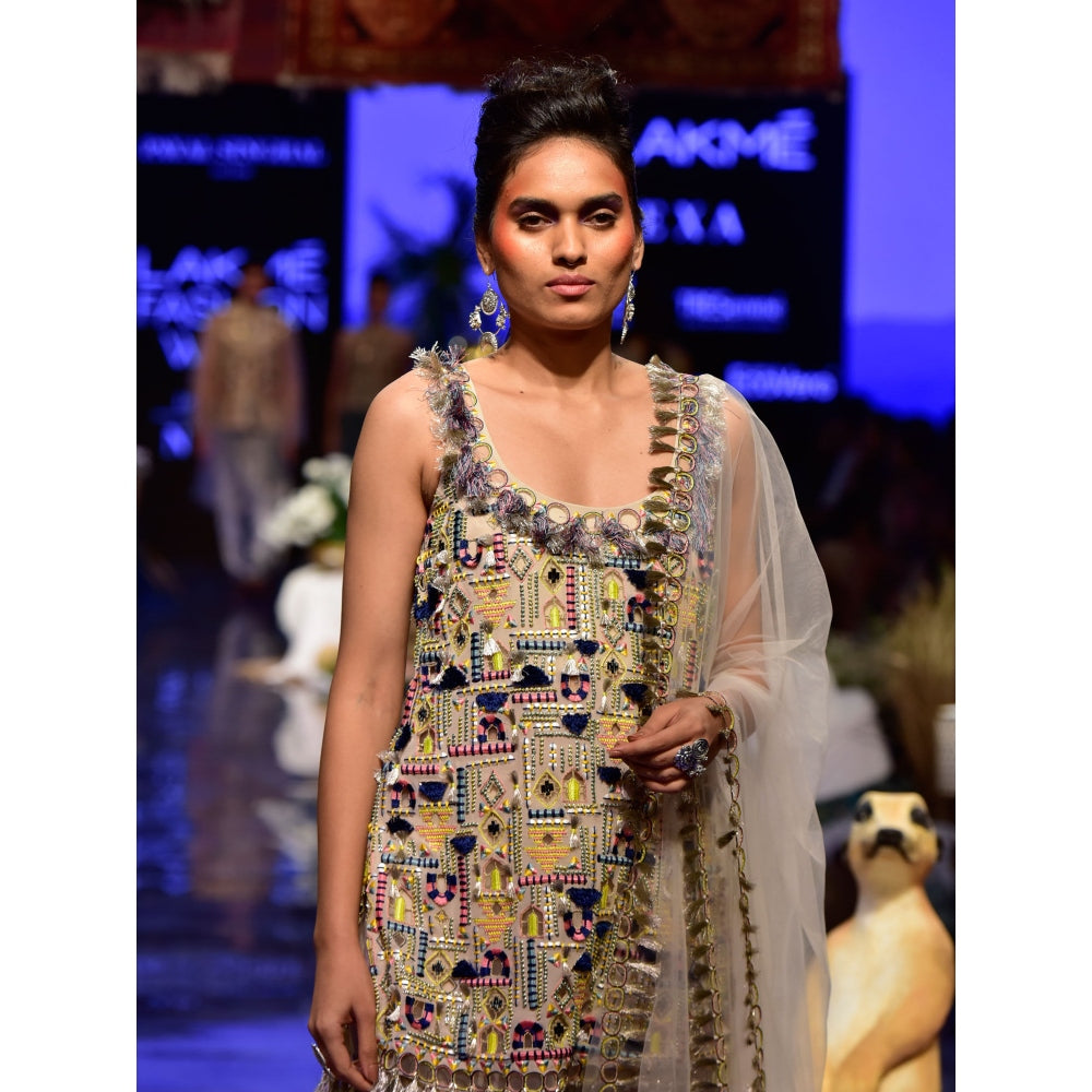 Payal Singhal Ida Embellished Kurti with Sharara Pants & Dupatta (Set of 3)