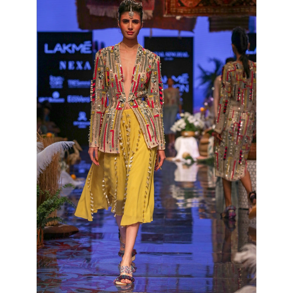 Payal Singhal Marakesh Embroidered Jacket With Tasselled Skirt (Set of 2)