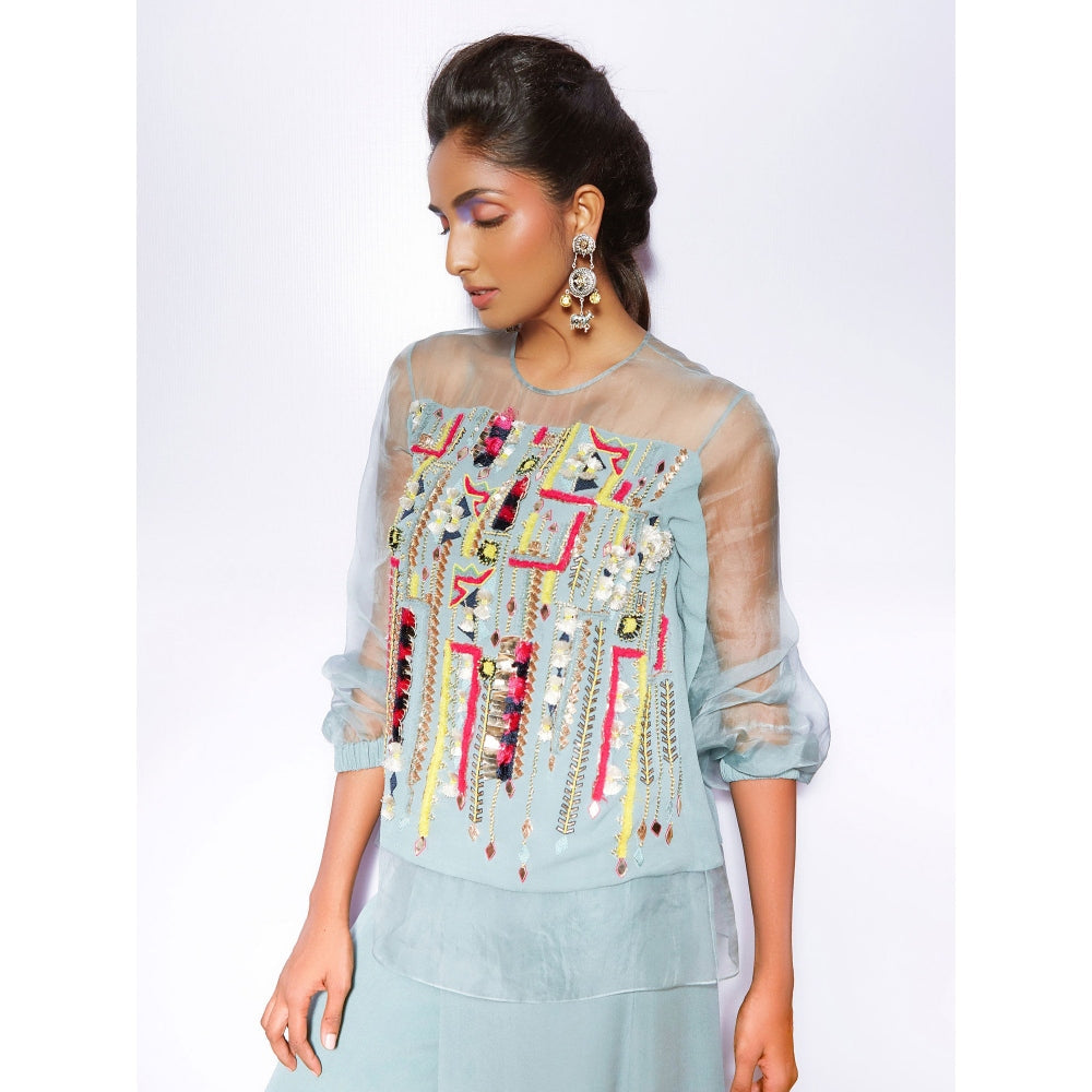 Payal Singhal Julia Embellished Top With Culotte Pants (Set of 2)