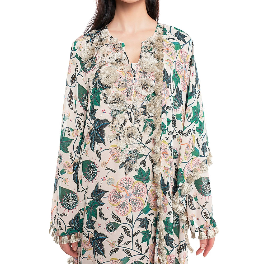 Payal Singhal Off White Printed Kurta & Churidar with Dupatta (Set of 3)