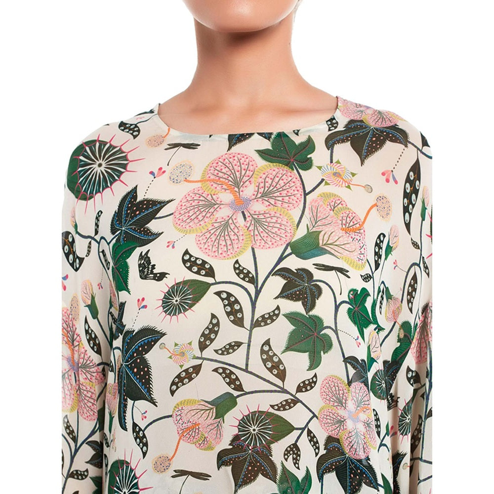 PS Pret by Payal Singhal Crepe White Floral Tunic