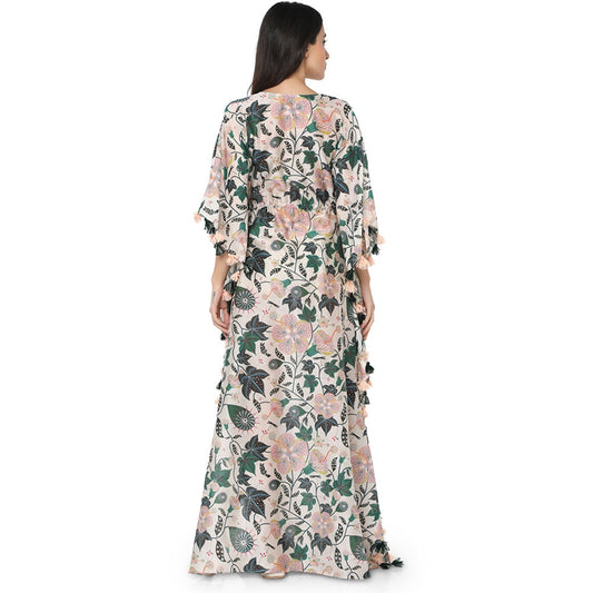 PS Pret by Payal Singhal Silk White Printed Kaftan