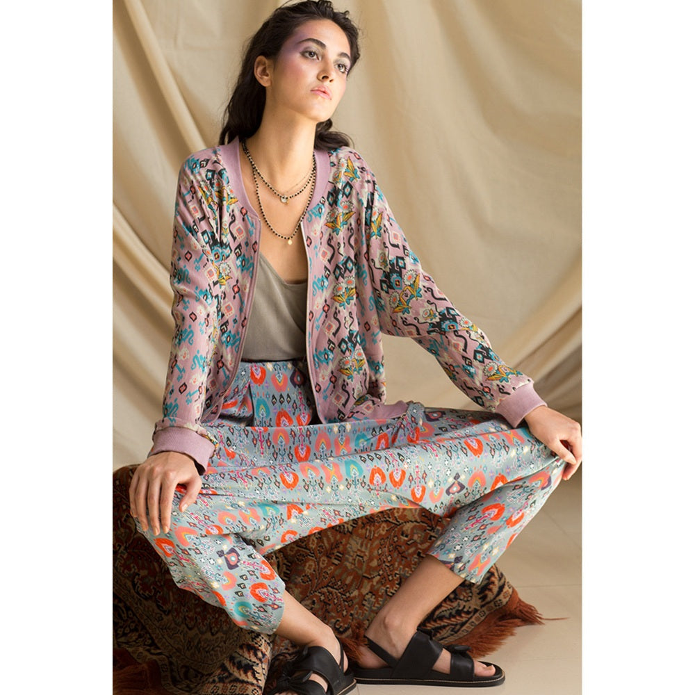 PS Pret by Payal Singhal Blue Printed Crepe Low Crotch Pant