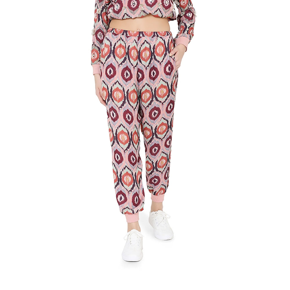 PS Pret by Payal Singhal Red Colour Printed Art Top with Jogger Pant (Set of 2)