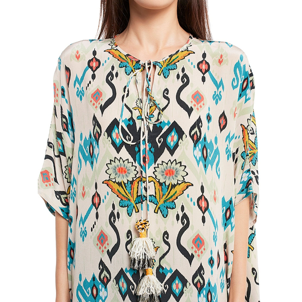PS Pret by Payal Singhal White Printed Crepe Kaftan