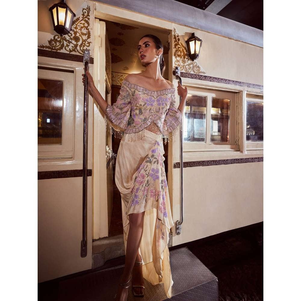 Rococo Verdant Beige Top with Skirt (Set of 2)