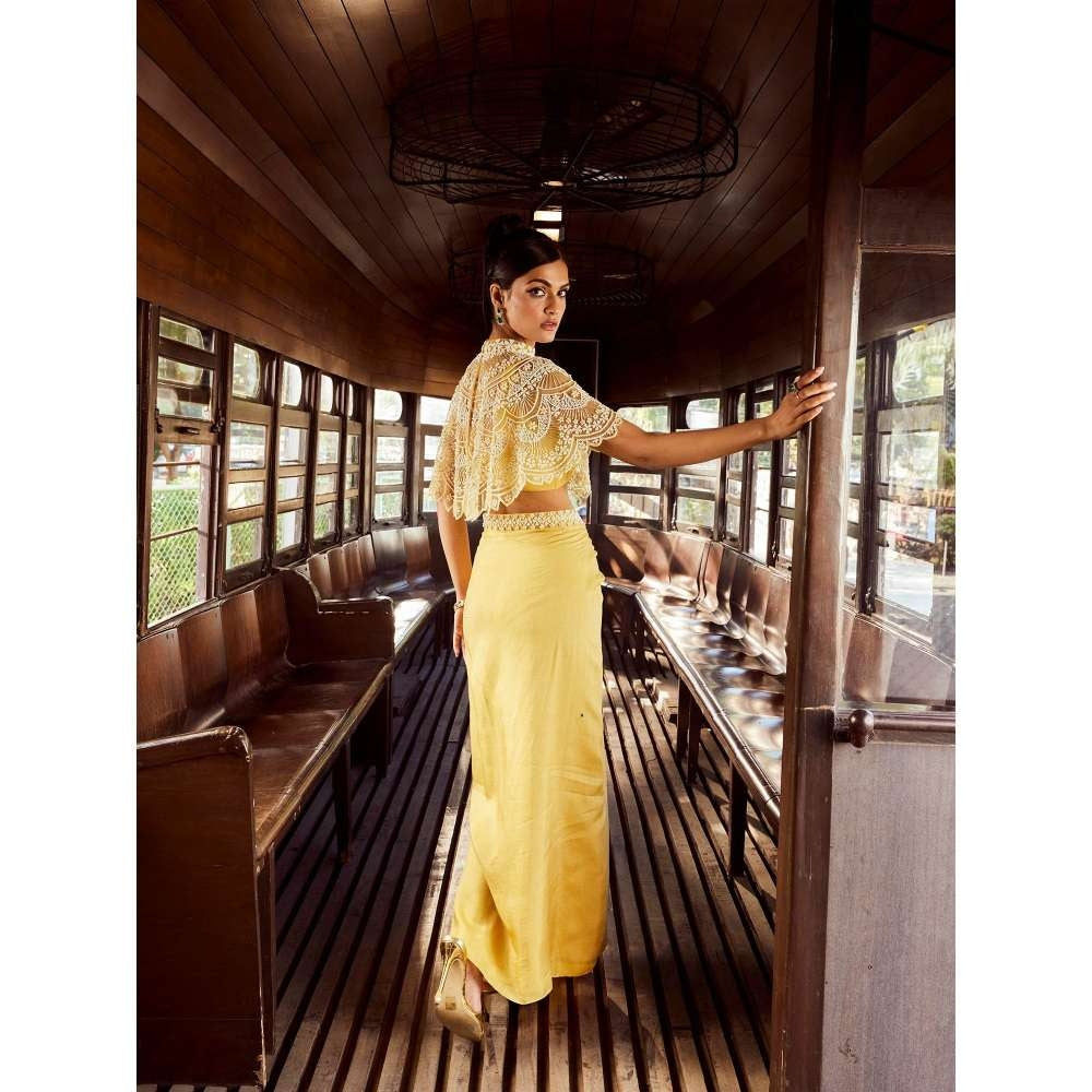 Rococo Alectrona Ice Mustard Top with Skirt and Cape (Set of 3)