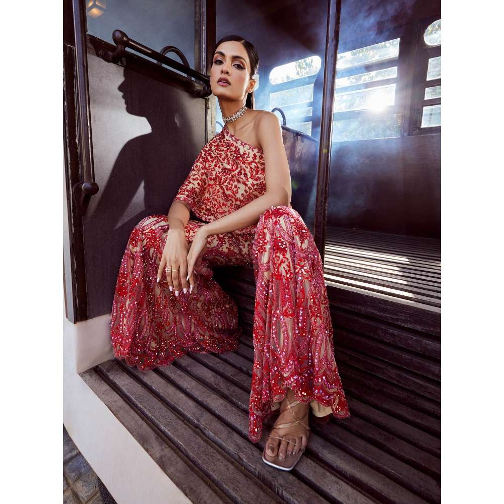 Rococo Meraki Beige Top with Sharara (Set of 2)