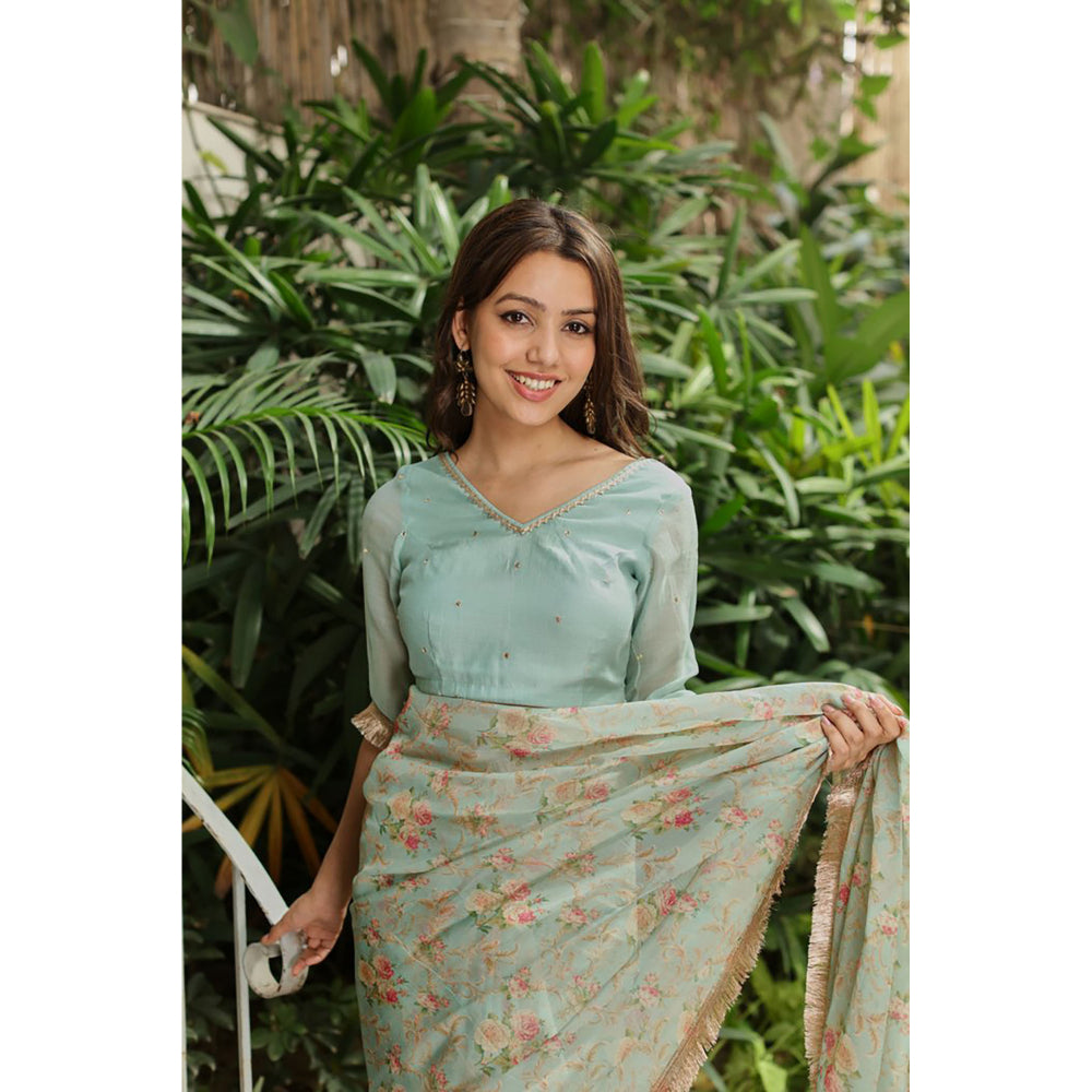 Roze Amala Saree Set with Unstitched