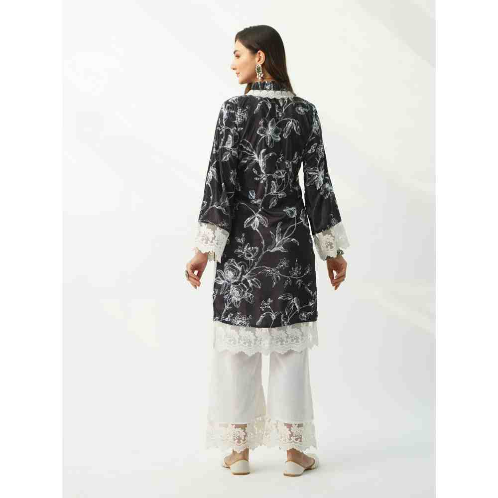 Roze Parsia Black Velvet Kurta