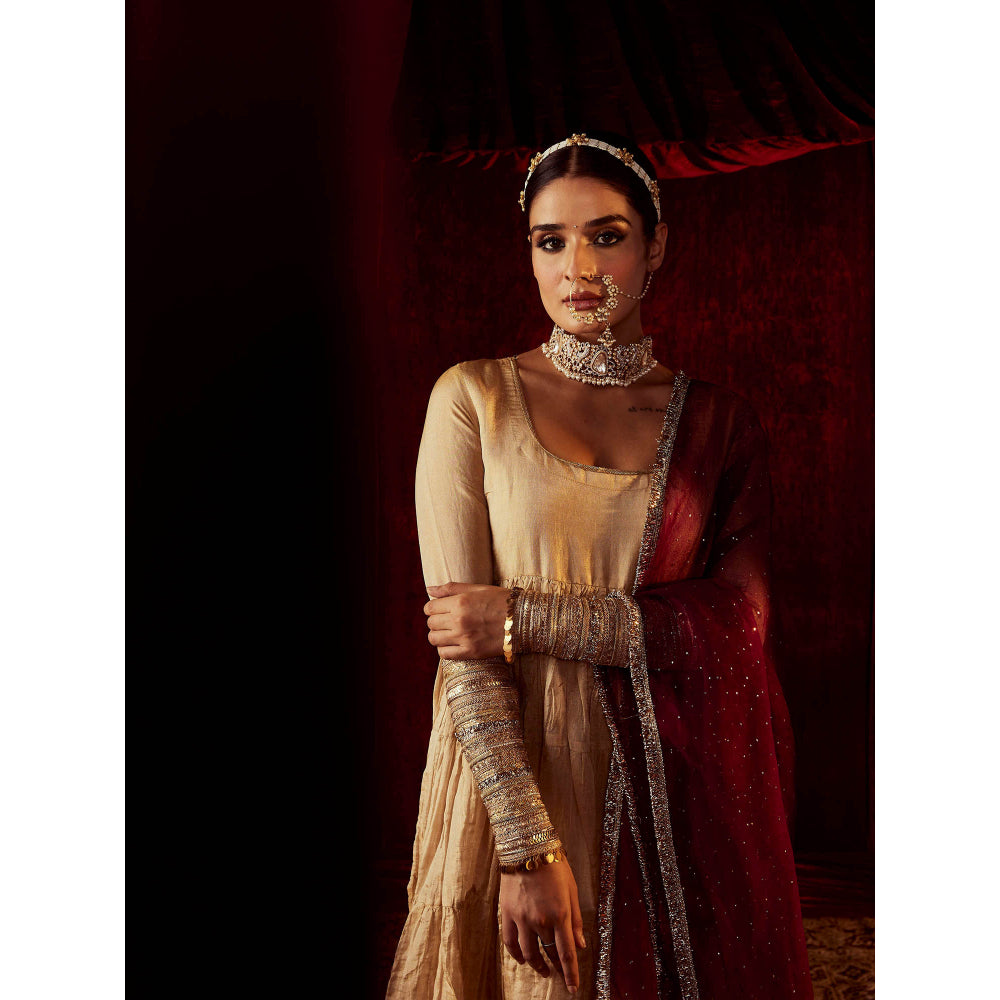 Roze Sahiba Gold Anarkali (Set of 3)