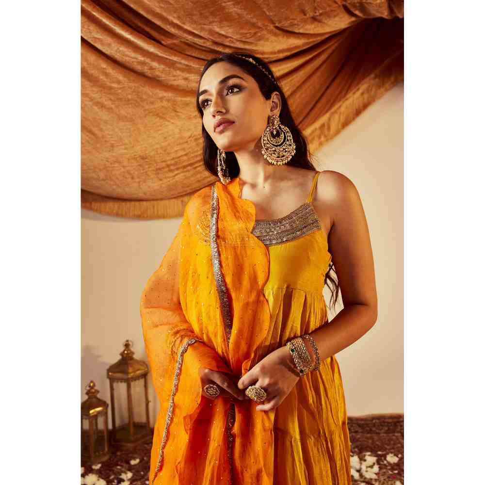 Roze Tara Yellow Anarkali (Set of 3)
