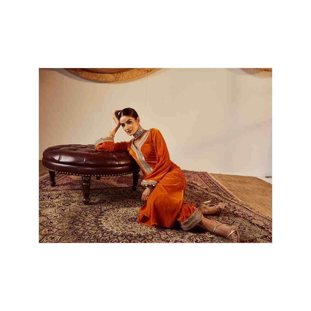 Roze Nargis Orange Palazzo (Set of 2)