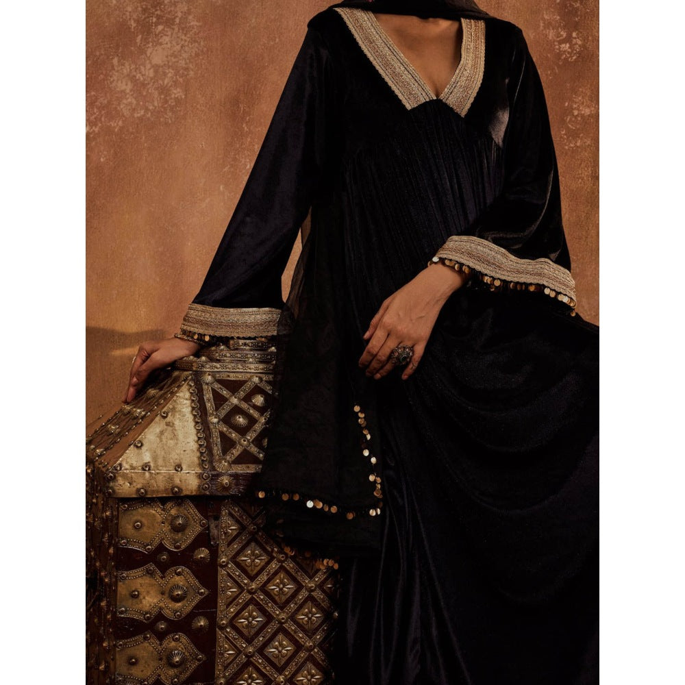 Roze Alina Dupatta - Black