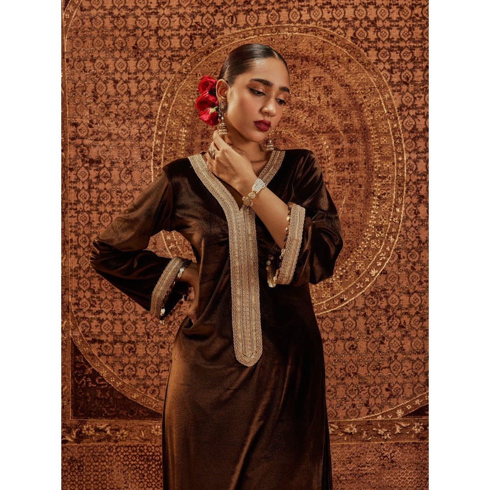 Roze Nargis Brown Kurta & Palazzo (Set of 2)