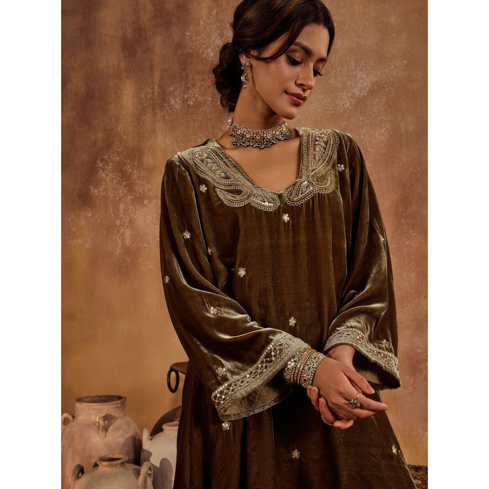 Roze Razia Green Kurta & Sharara (Set of 2)