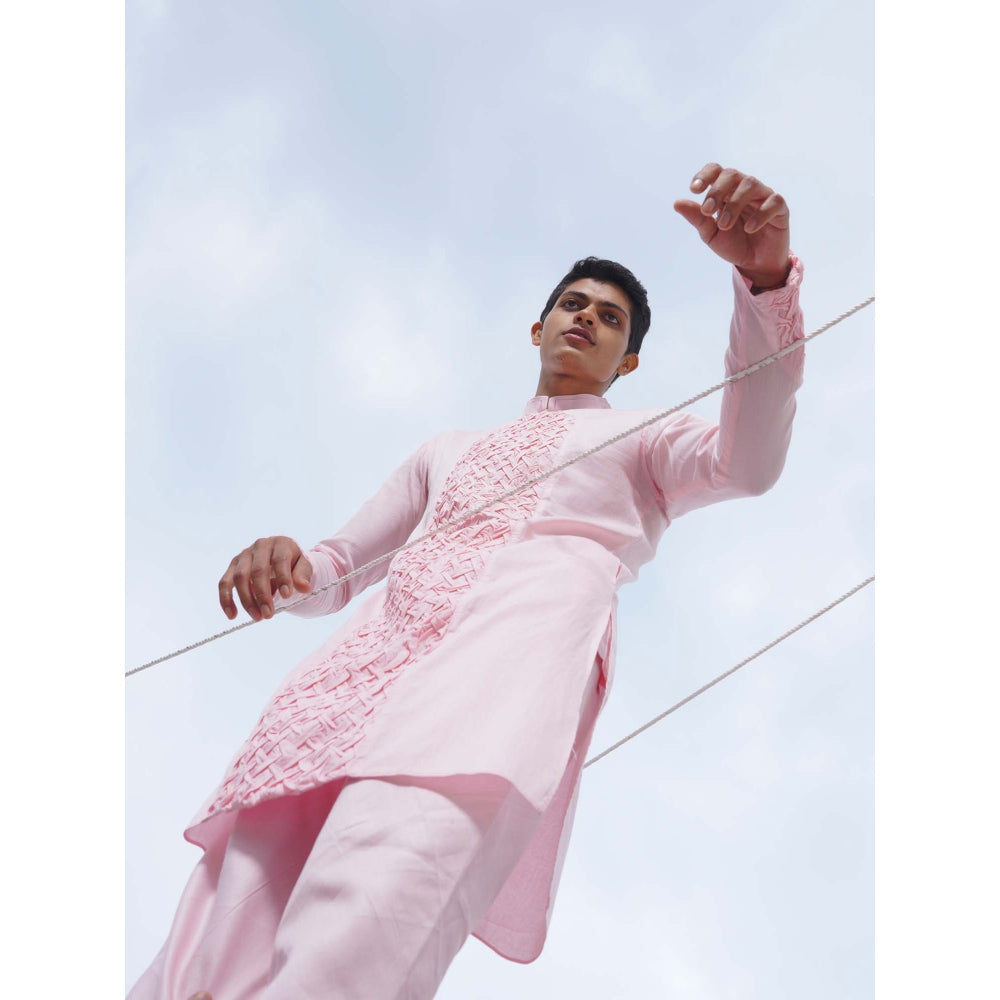 Runit Gupta Blush PinkKurta (Set of 2)