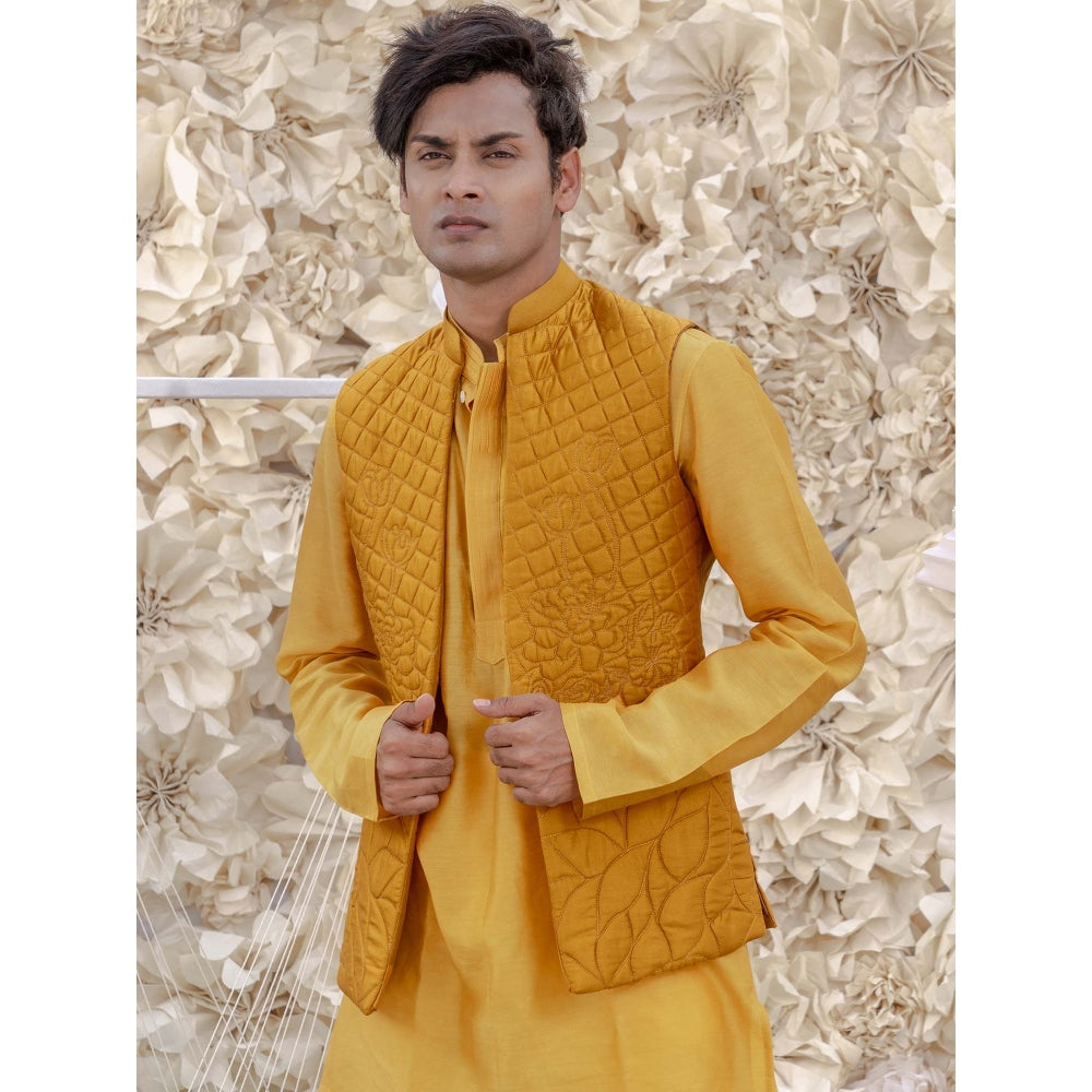 Runit Gupta Marrie Gold Handquilted Silk Half Jacket