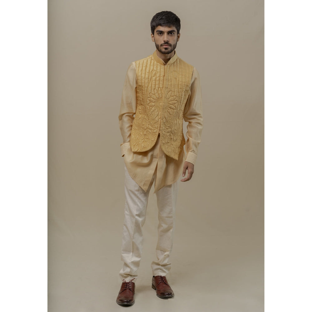 Runit Gupta Cream Bundi-Kurta (Set of 3)