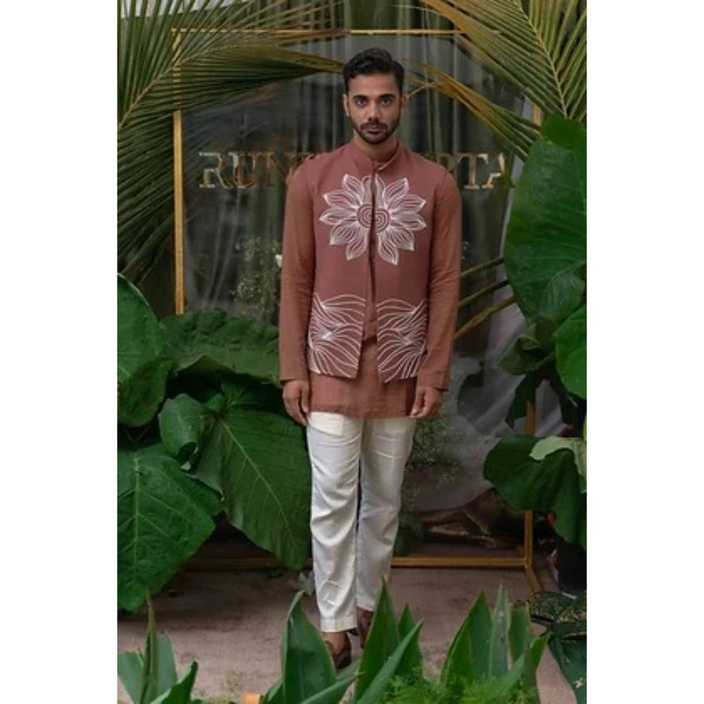 Runit Gupta Brown Embroidered Bundi