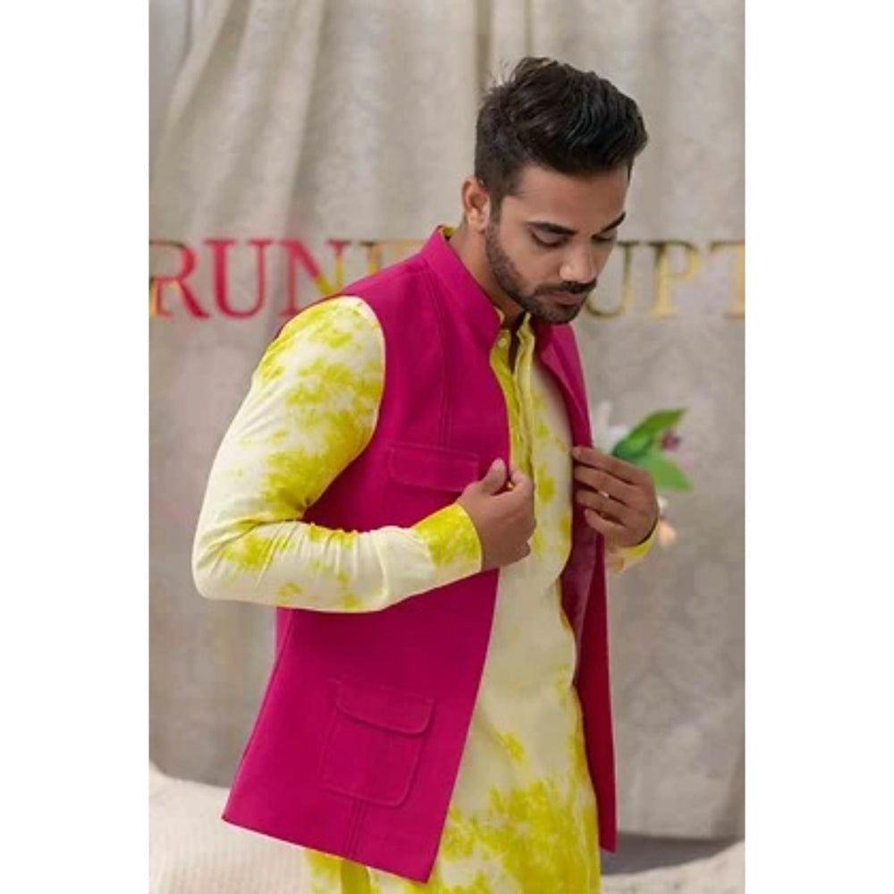 Runit Gupta Pink Solid Pintucked Bundi