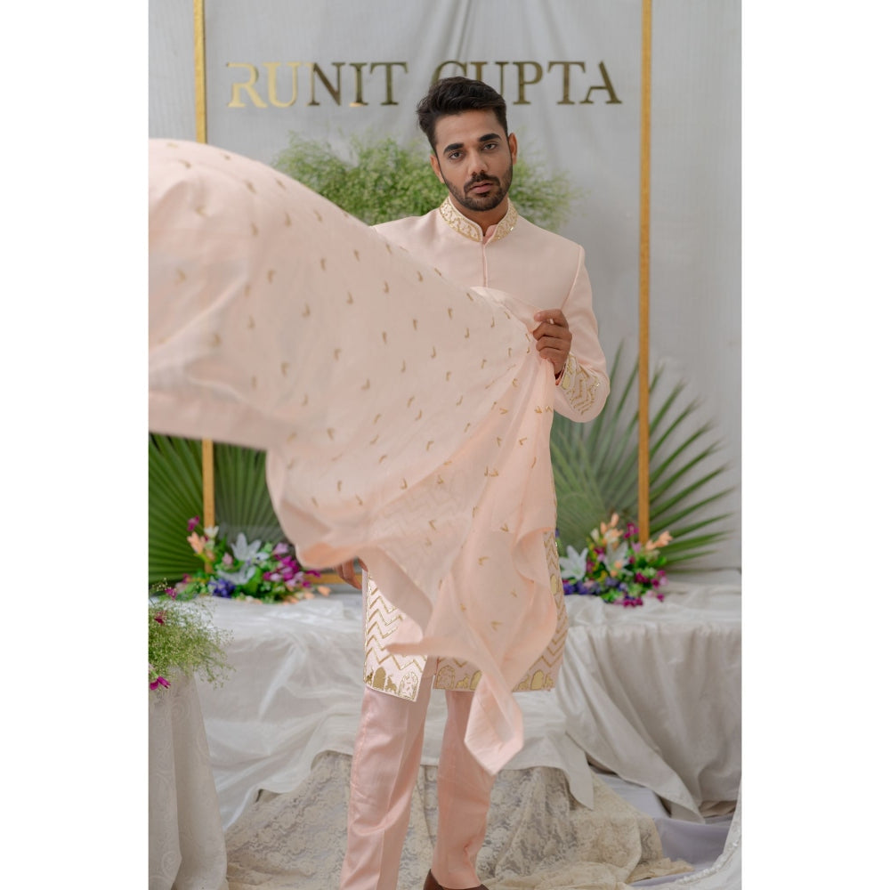 Runit Gupta Zain Pink Embroidered Stole