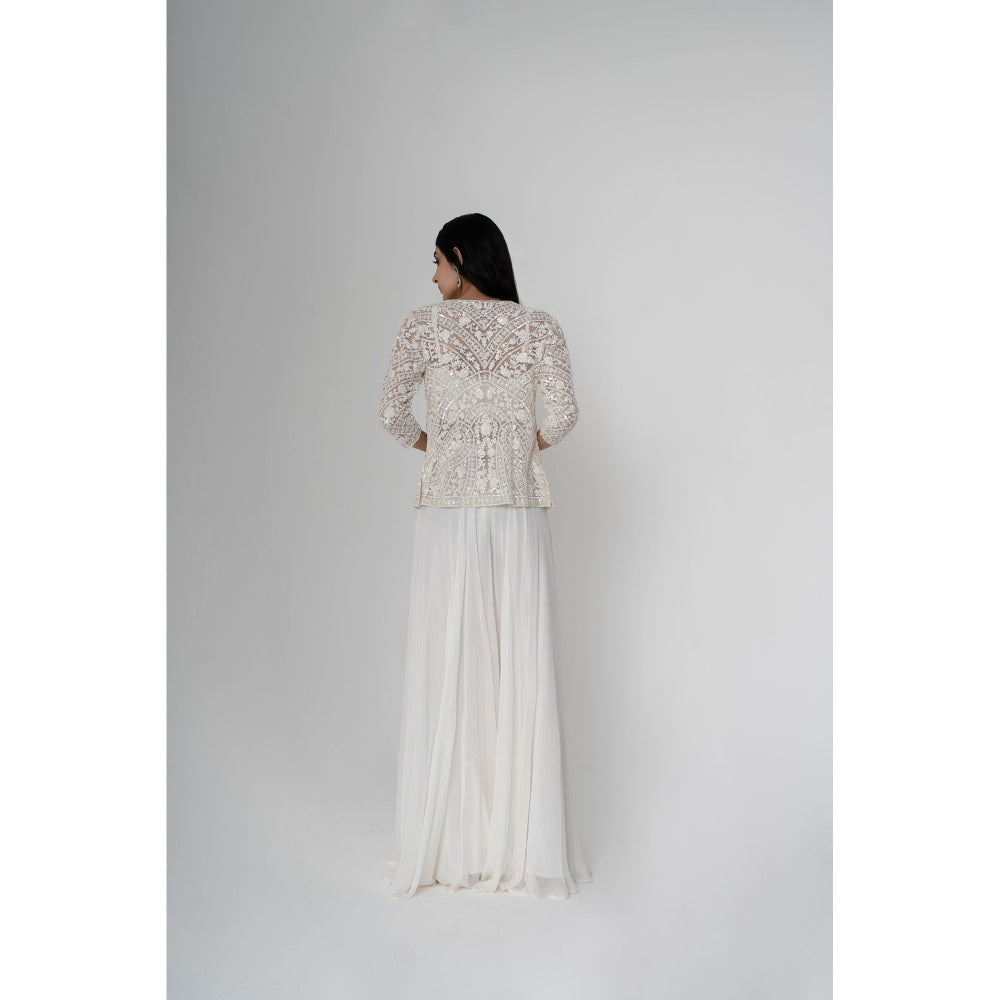 SAISHA Short Jacket With Sharara And Bustier (Set of 3)