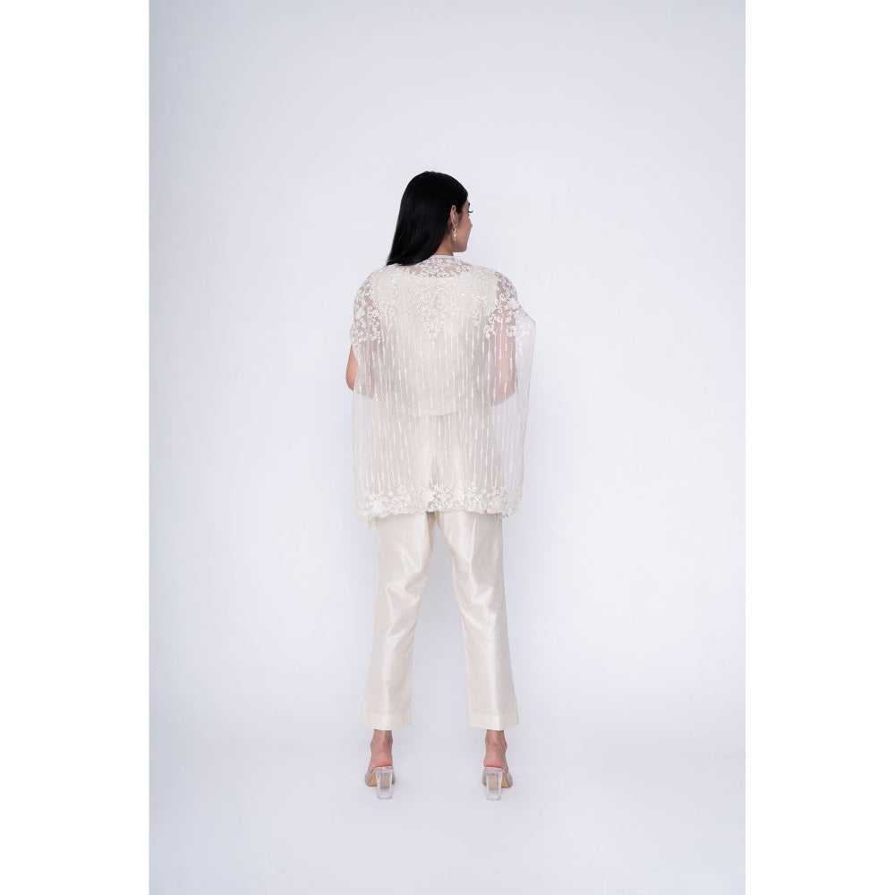 SAISHA Crop Top & Pant With Cape (Set of 3)