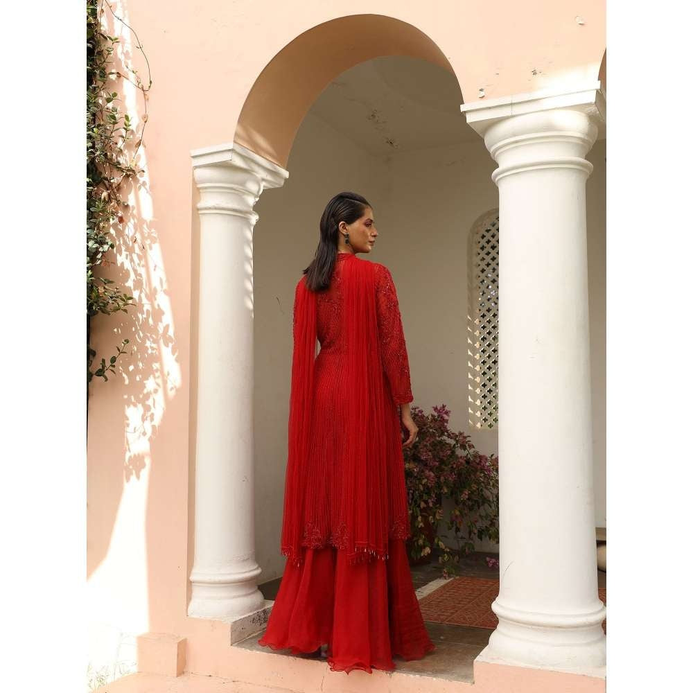 SAISHA Short Kurta With Sharara And Dupatta (Set of 3)