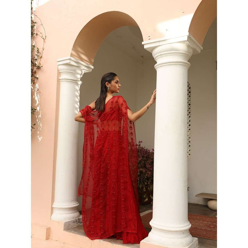 SAISHA Organza Cape With Sharara (Set of 3)