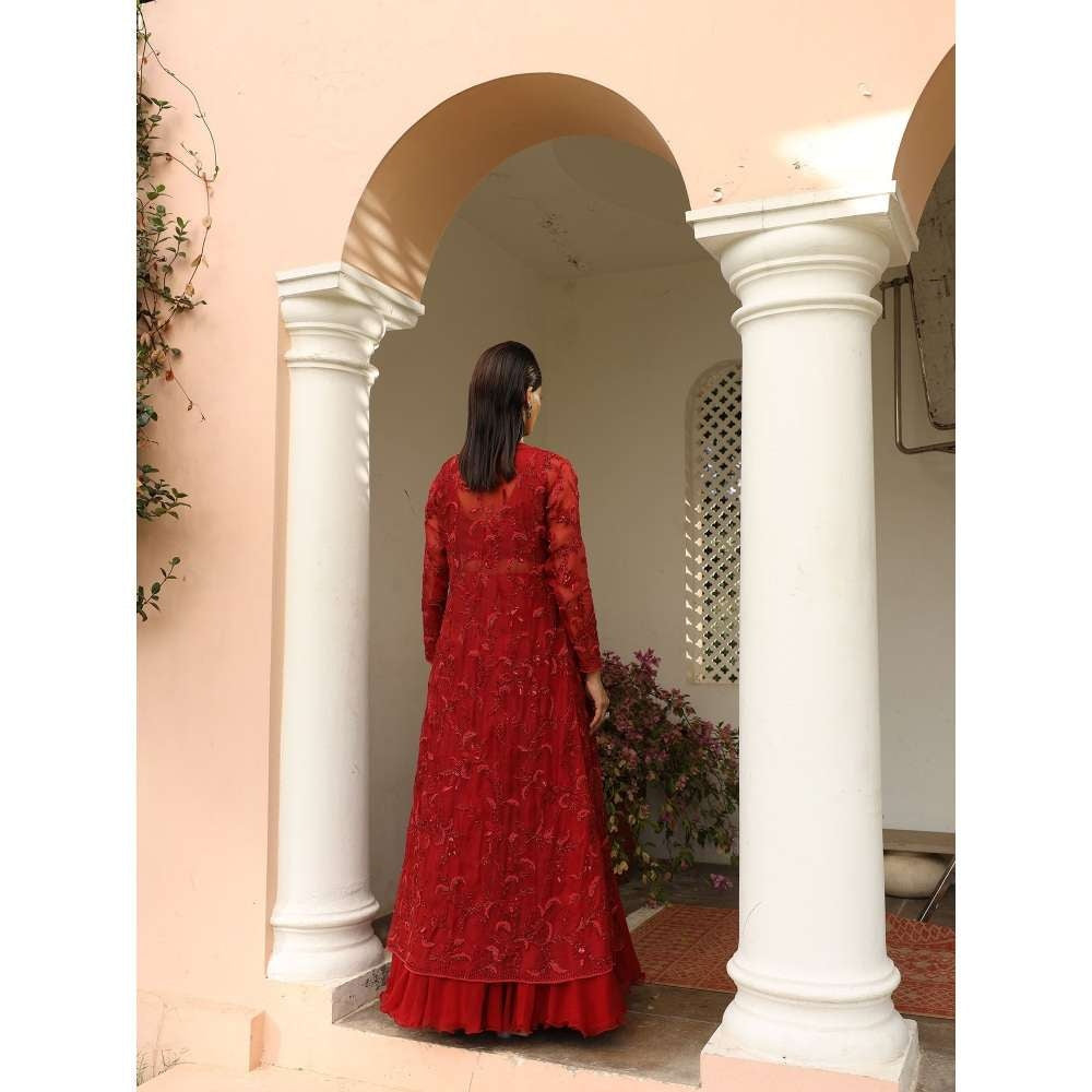 SAISHA Long Jacket With Choli And Lehanga (Set of 3)