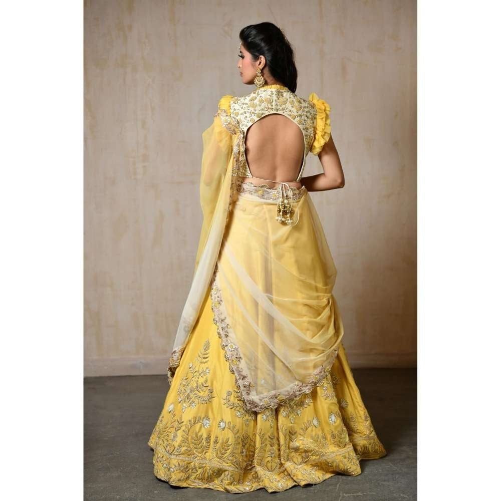 SAISHA Lemon Lehenga Choli With Dupatta (Set of 3)