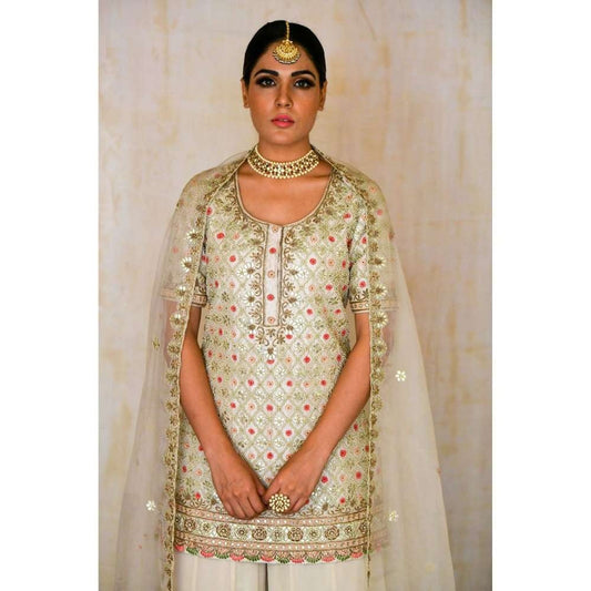 SAISHA Silk Dori Work Kurti Sharara With Dupatta (Set of 3)