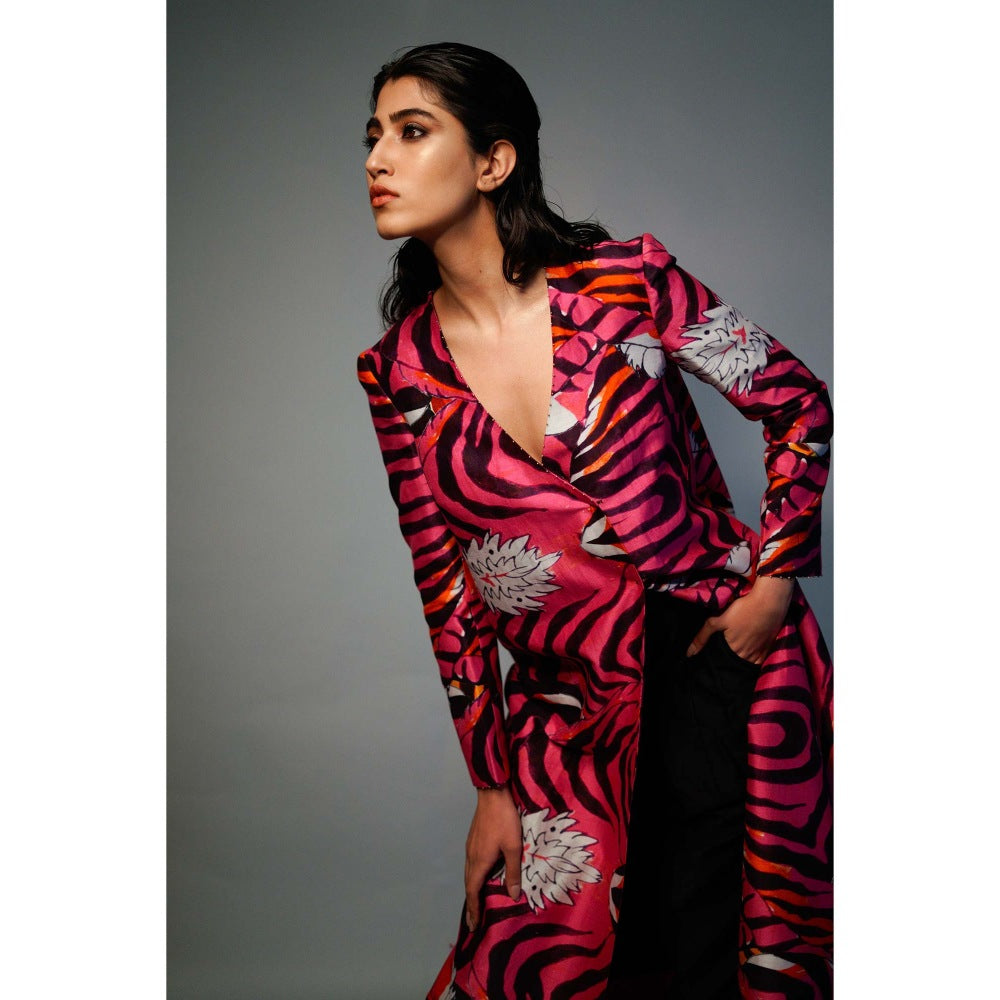 Saksham & Neharicka Pink Printed Chanderi Tunic