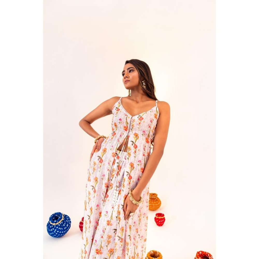 Silky Bindra Printed Centre Tie-Up Tunic And Straight Pant (Set of 2)