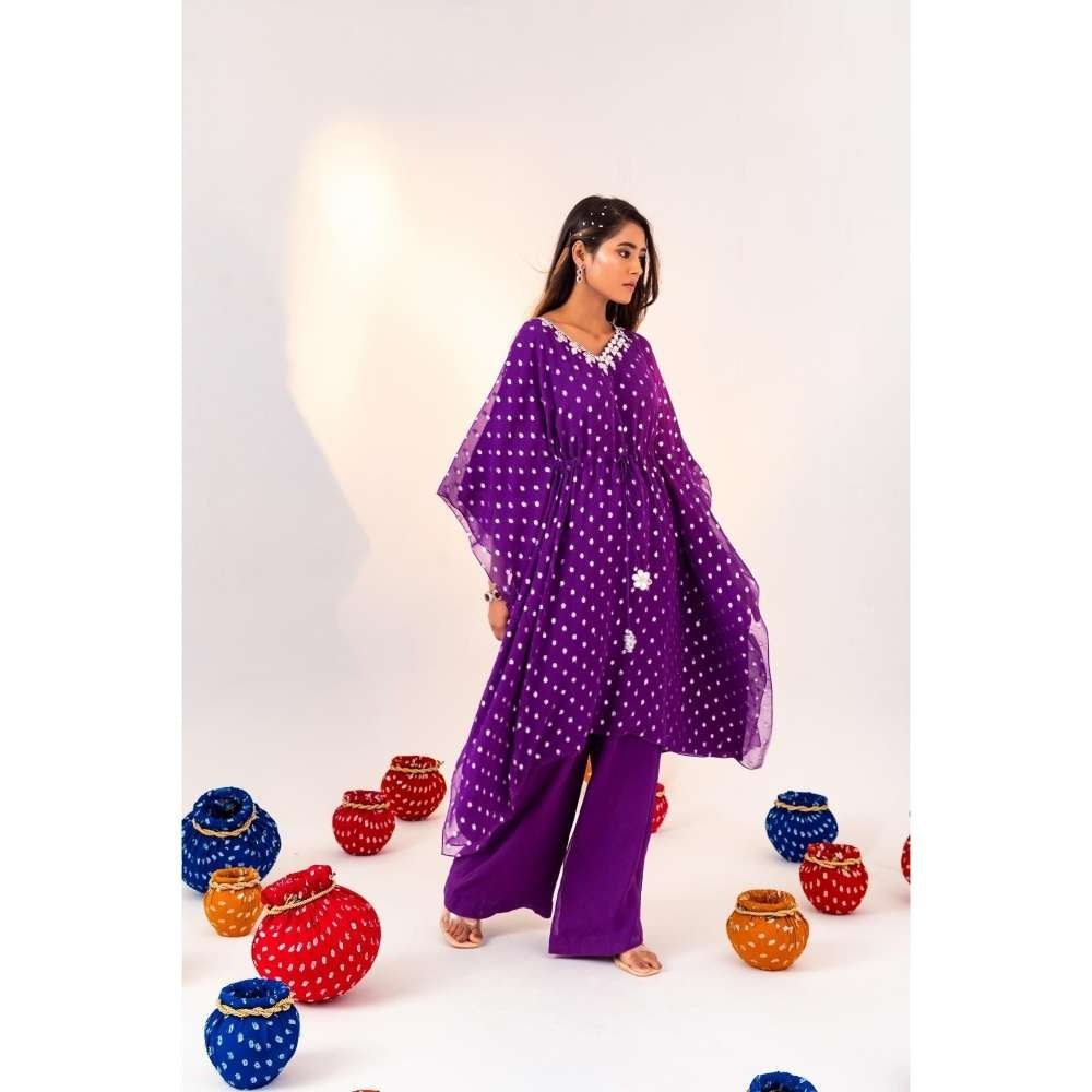 Silky Bindra V-Neck Kaftan With Straight Pant (Set of 2)