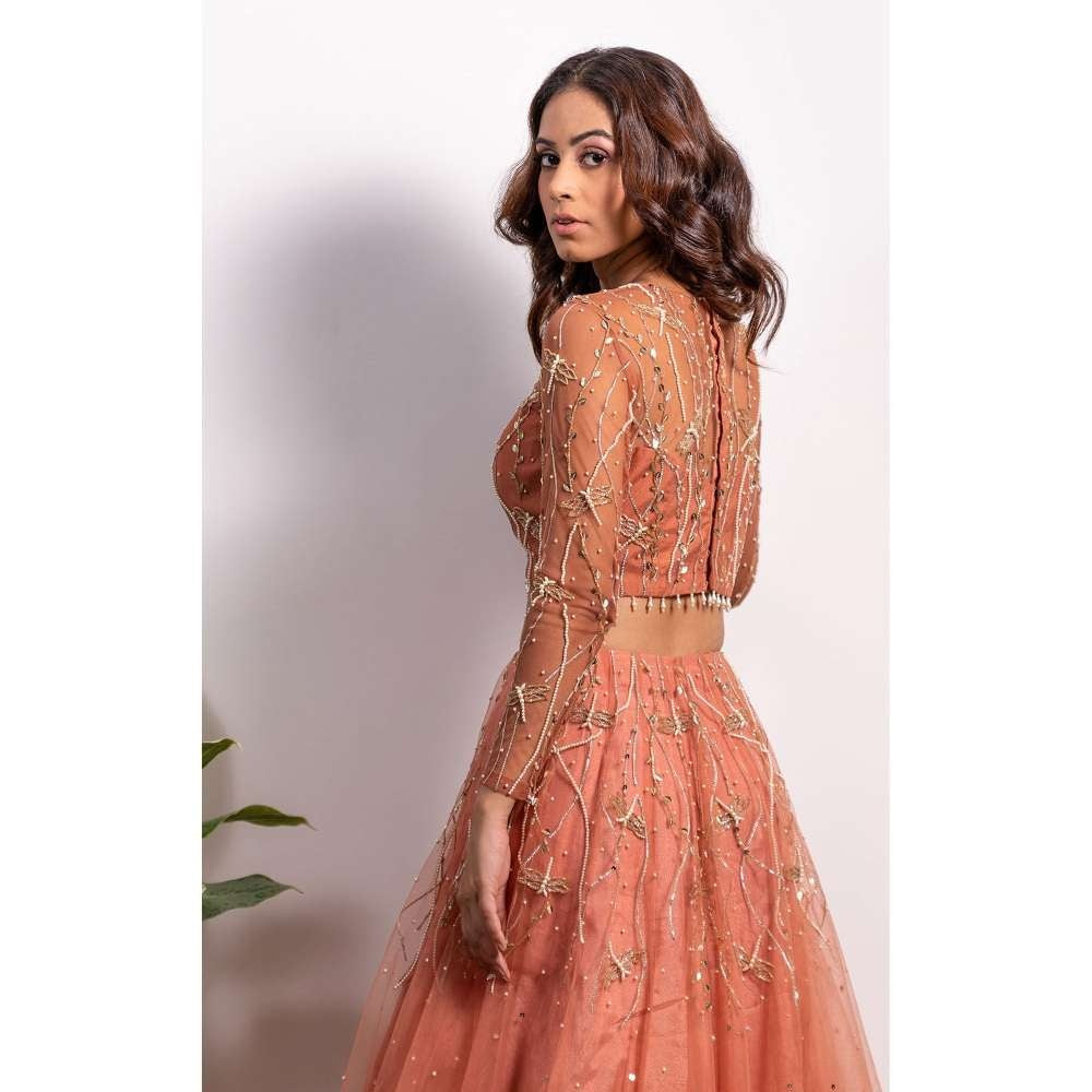 Silky Bindra V-Hem Blouse Lehenga (Set of 3)