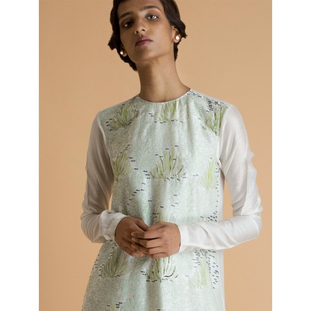 Saksham & Neharicka Ivory Embroidered Kurta