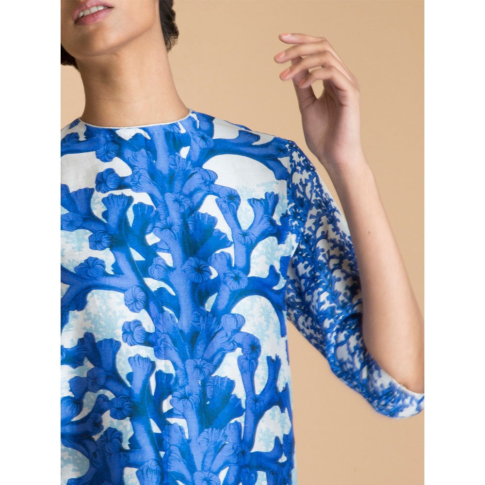 Saksham & Neharicka Blue Printed Kurta
