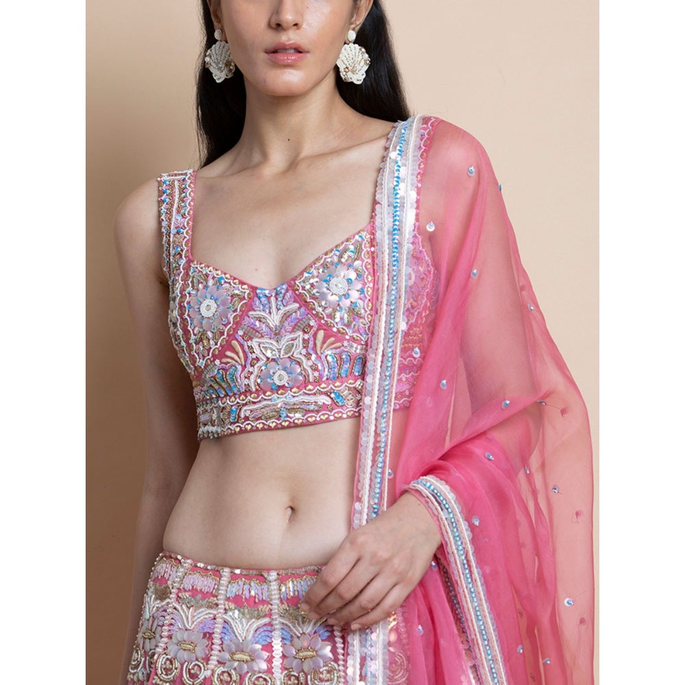 Saksham & Neharicka Rose Pink Embroidered Stitched Blouse