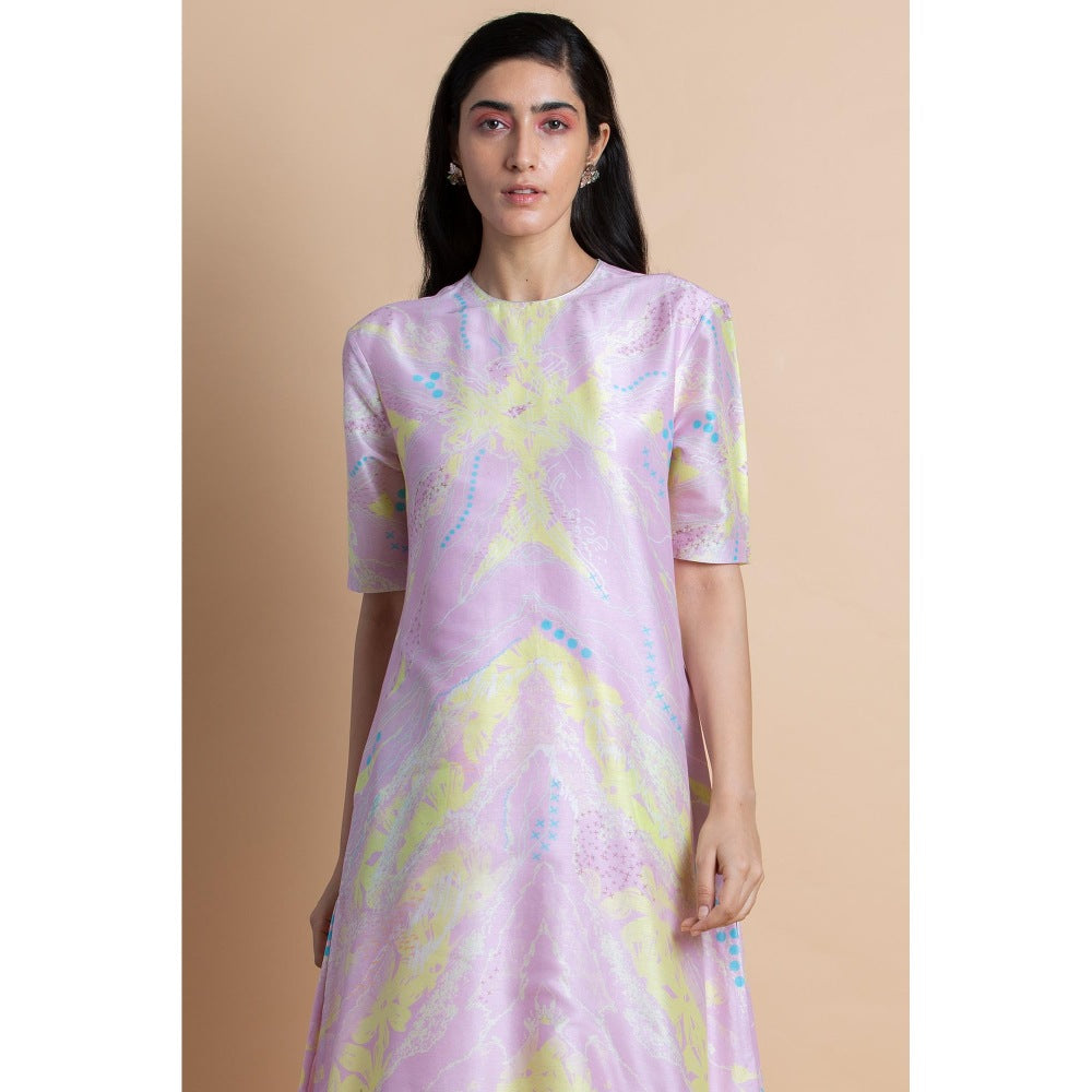 Saksham & Neharicka Lavender Printed Chanderi Kurta