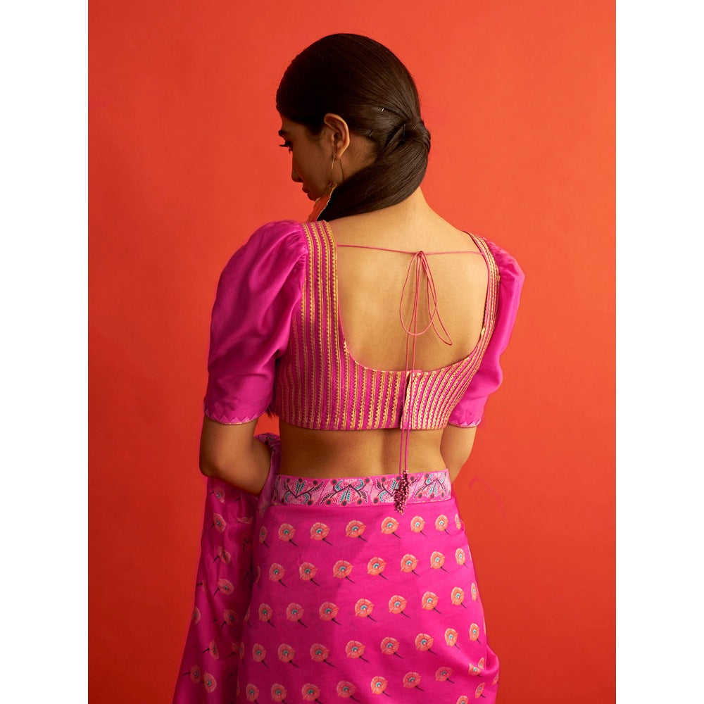 Saksham & Neharicka Fuscia Gota Work Blouse