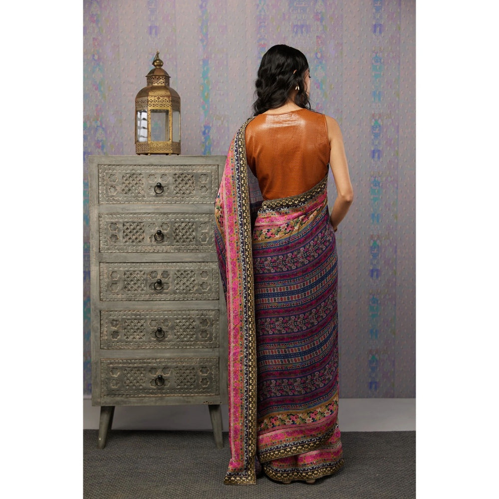 Soup by Sougat Paul Multi Ikaya Printed Pre-Stiched Saree with Stitched