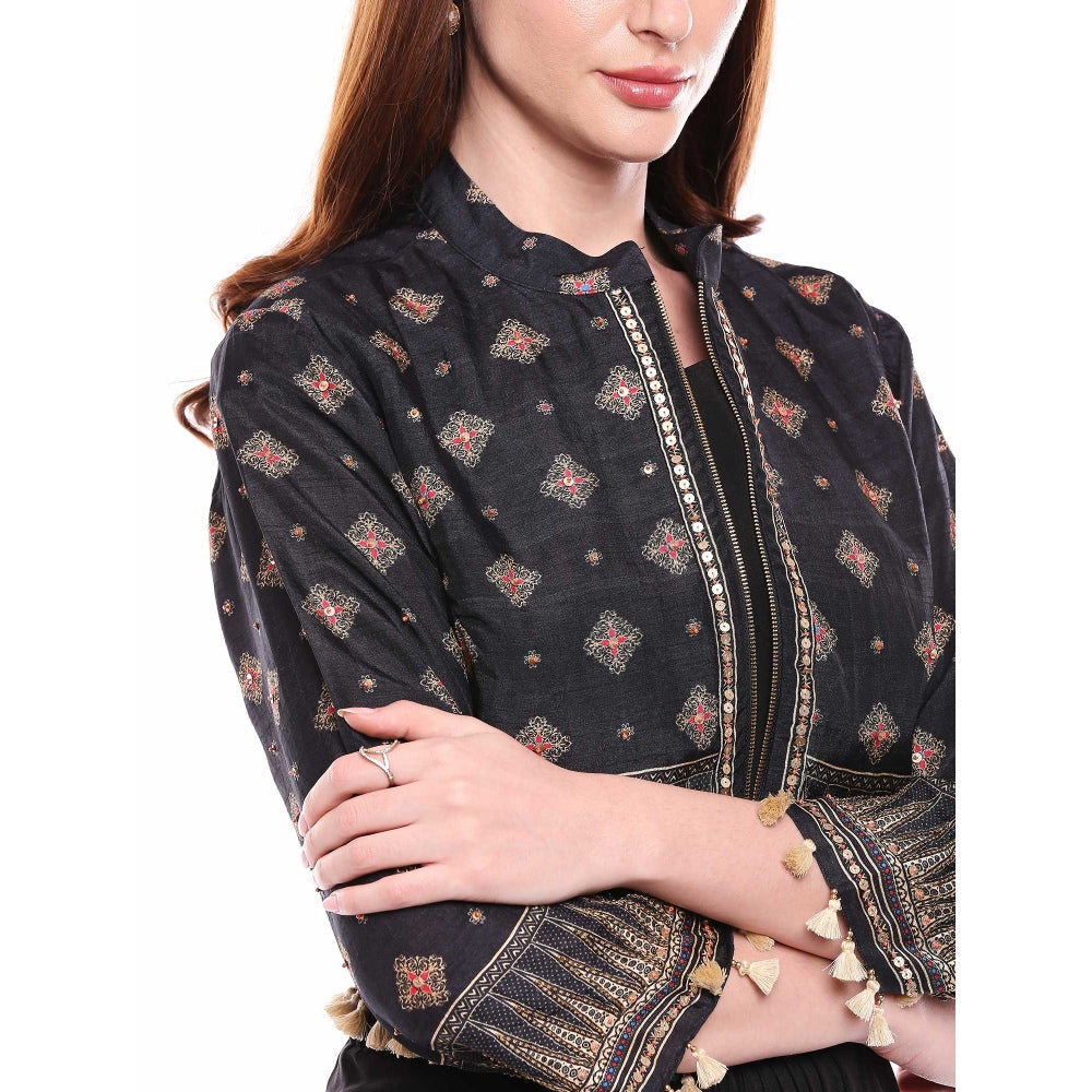 Soup by Sougat Paul Black Dress With Jacket - Customisable (Set of 2)