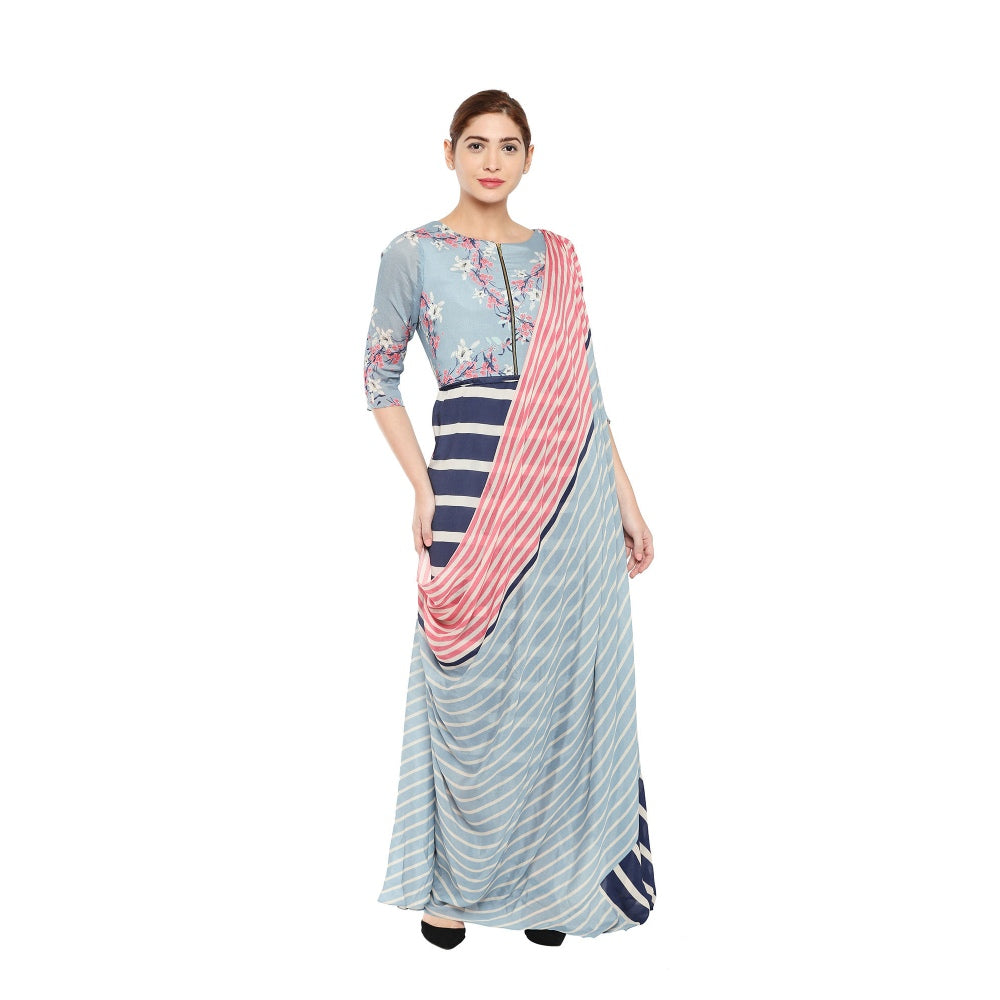 Soup by Sougat Paul Floral Printed Saree Gown - Customisable