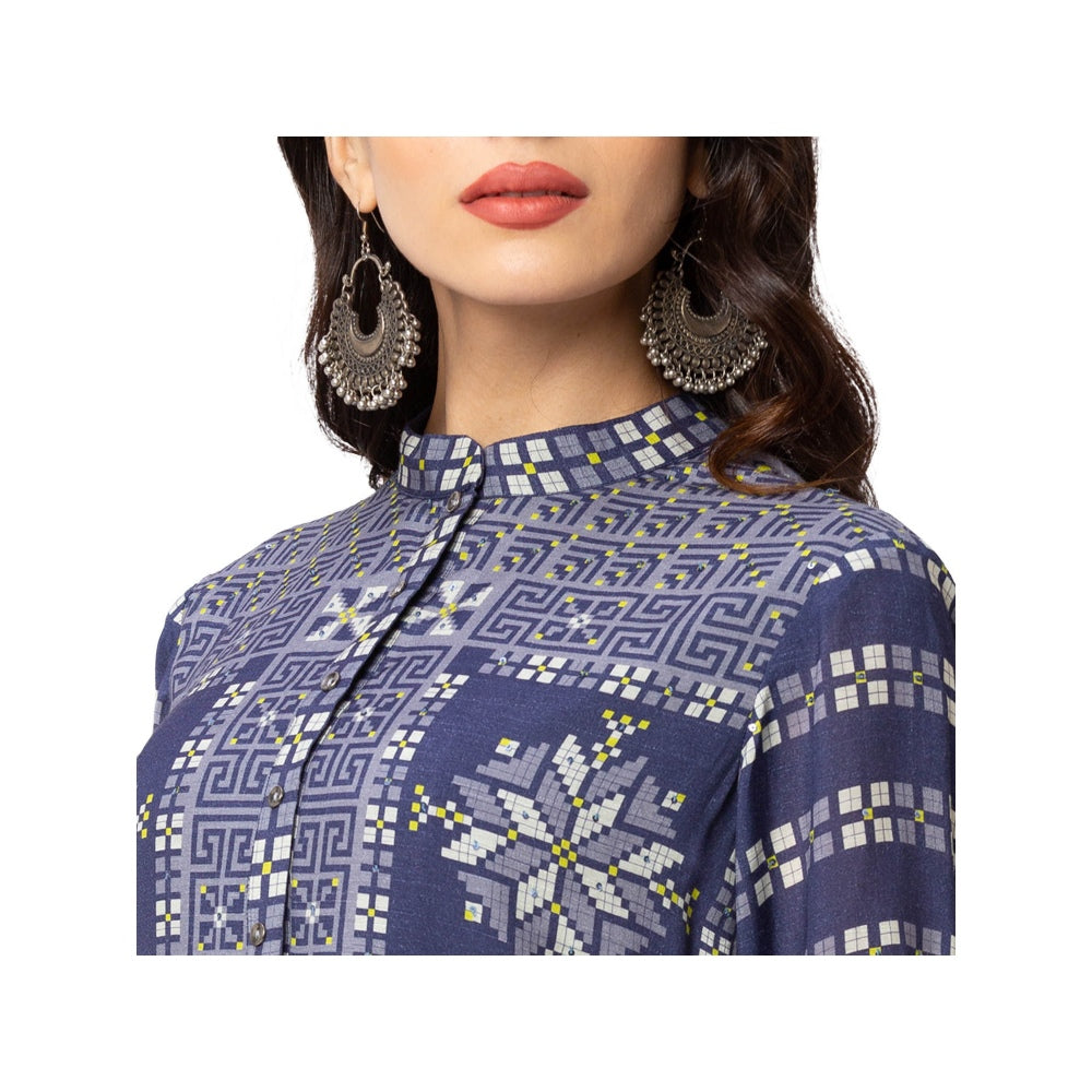 Soup by Sougat Paul Navy Blue Printed Dress