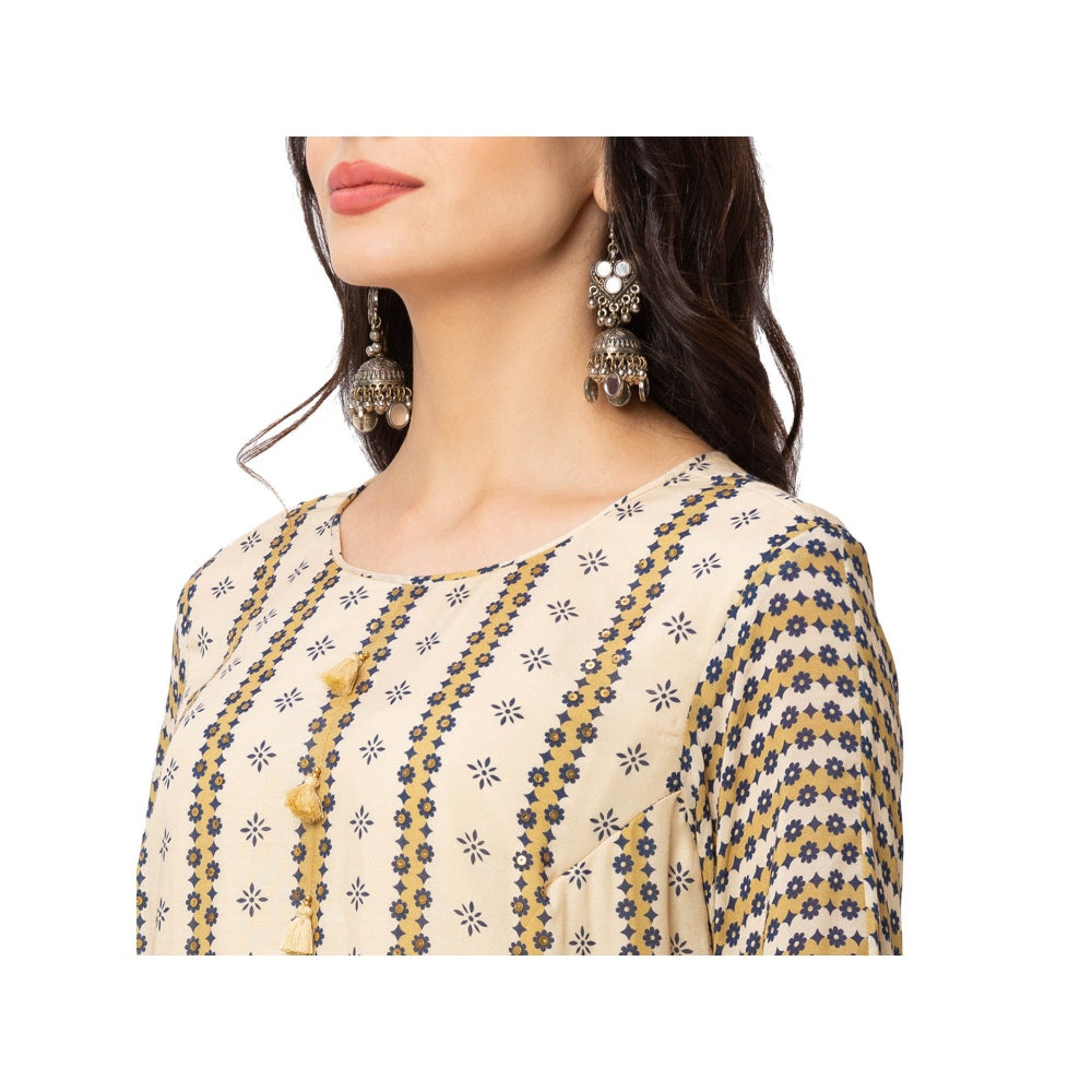 Soup by Sougat Paul Mustard Printed Kurta And Pants (Set of 2)