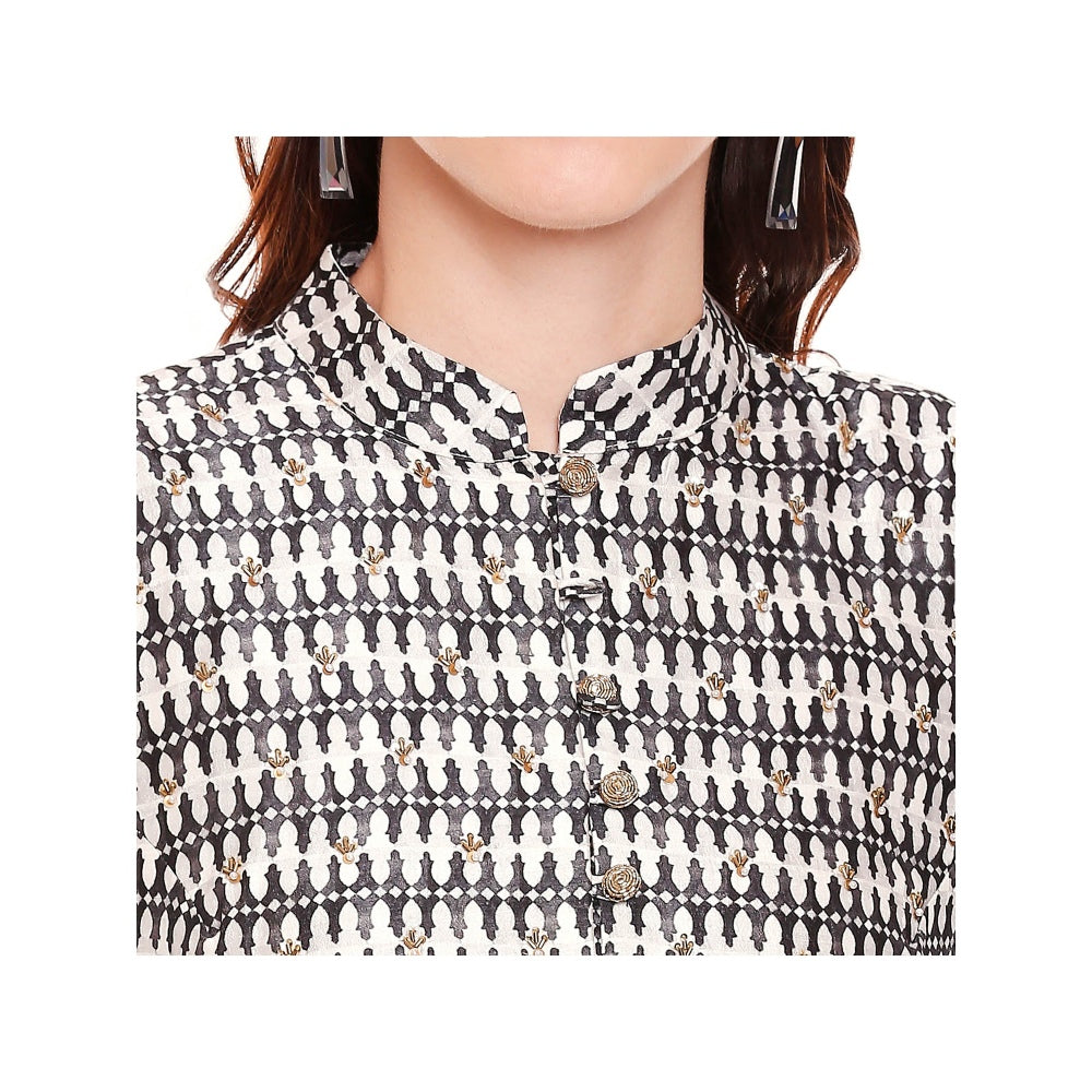 Soup by Sougat Paul Black Embroidered Drape Skirt With Top (Set of 2)