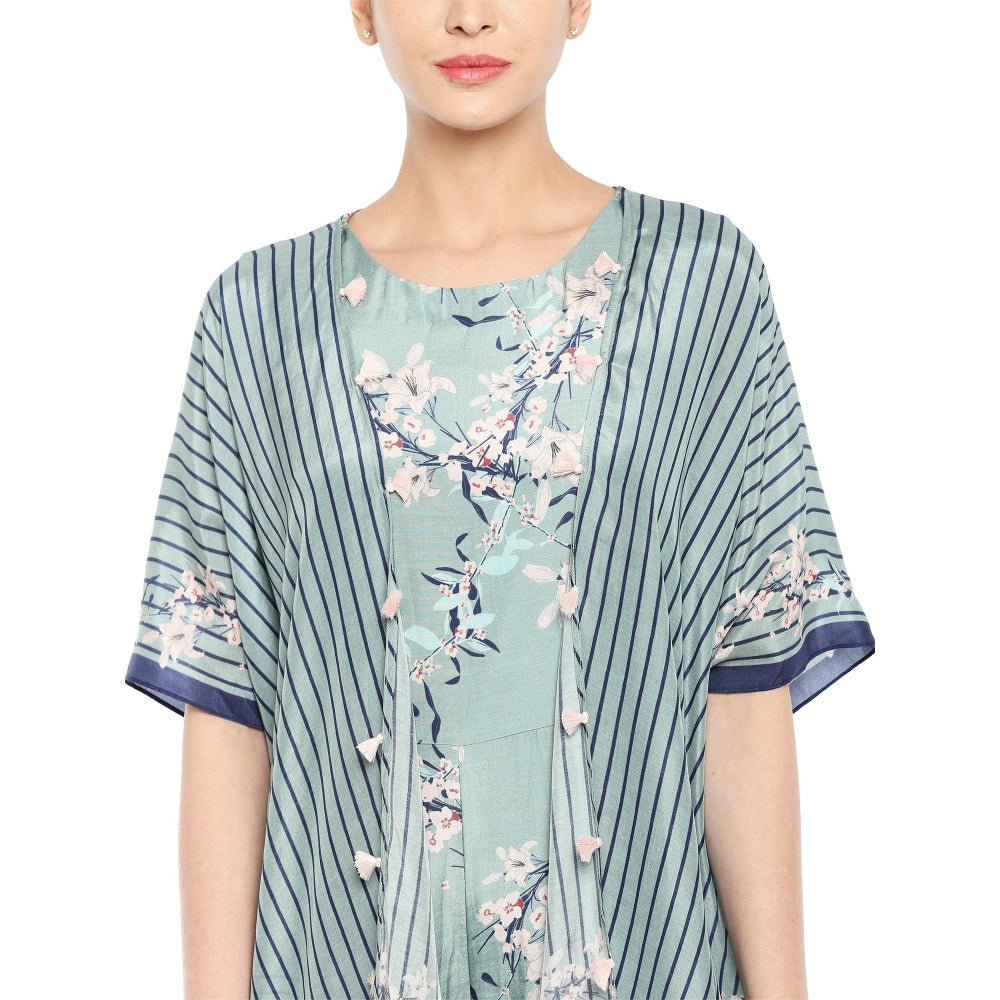 Soup by Sougat Paul Floral Sharara Style Jumpsuit And Printed Cape Jacket - Customisable