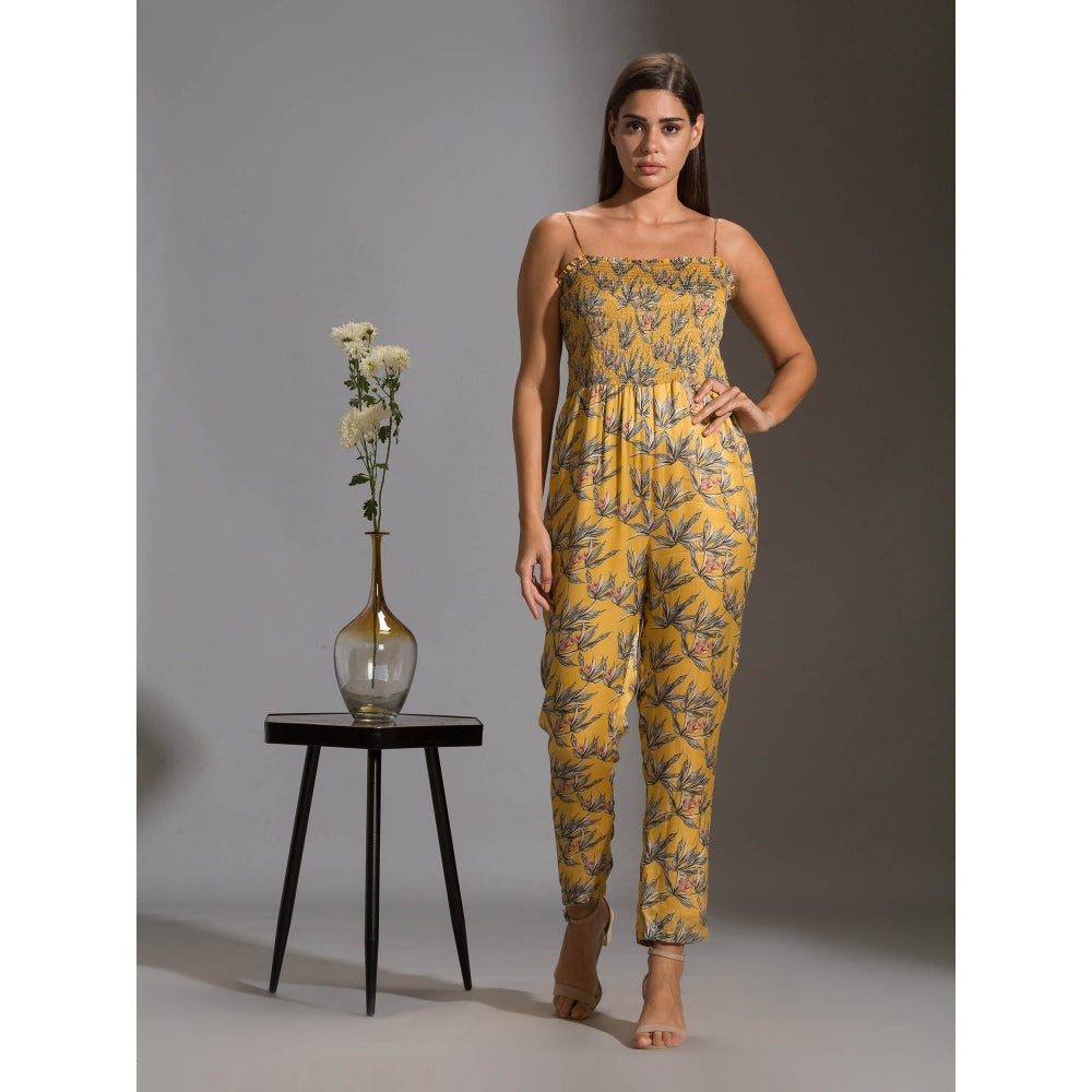 Soup By Sougat Paul Bottom Jumpsuit With Chiffon Collared Jacket And Rushed Sleeves (Set of 2)